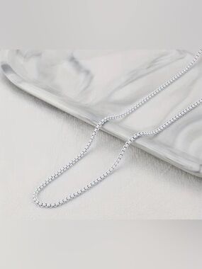 Classic White/Silver Box Chain Necklace - Women Jewelry